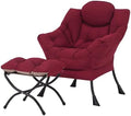 Welnow Lazy Chair with Ottoman, Reading Chair with Footrest,Burgundy