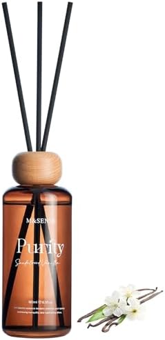 M&SENSE Reed Diffuser, Sandalwood Vanilla, 6.3 oz Natural Essential Oil