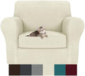 MAXIJIN 2 Piece Chair Covers Chair Slipcover with Arms, Sofa Chair Cover for Living Room Armchair Cover, Stretch Pet Dog Slip Cover for A Chair with 1 Cushion (31"-46", Beige)