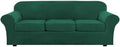H.VERSAILTEX Modern Velvet Plush 4 Piece High Stretch Sofa Slipcover Furniture Protector Form Fit Velvet Extra Large Sofa Cover for 3 Cushion Couch Width Up to 105 Inch(XL Sofa, Vintage Green)