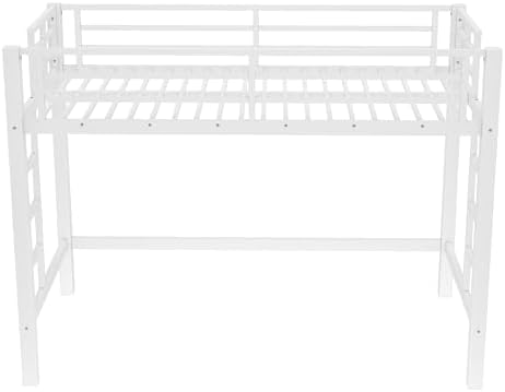 Bellemave Twin XL Size Loft Bed Frame with 2 Ladder, Sturdy Metal Construction & High Guardrail, Space Saving Twin XL Loft Bed for Kids, No Box Spring Needed, Safe for Adults, Teens, Dorms, White