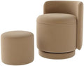 Velvet Vanity Chair with Storage 360° Swivel Accent Stool FootRest