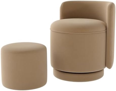 Velvet Vanity Chair with Storage 360° Swivel Accent Stool FootRest
