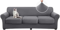 hyha 4 Pieces Couch Covers for 3 Cushion Couch, Sofa Covers Washable Soft Sofa Slipcovers, Stretch Couch Covers for Dogs, Furniture Protector with Elastic Straps (Sofa, Dark Gray)