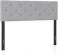 KOMFOTT Linen Upholstered Headboard for Full & Queen Size Bed Frame, Tufted Button Bed Headboard with Solid Rubber Wood Legs, Rectangular Headboard with Adjustable Width (Rhombic Button Tufted,Grey)