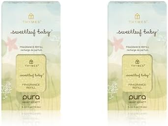 Thymes Pura Refills – 2 Pack of Oil Diffuser Scents – Long-Lasting Pura Diffuser Refills – Premium Home Fragrance – Notes of Rosemary, White Sage, Jasmine and Lemon (Sweetleaf Baby, Pack of 2)