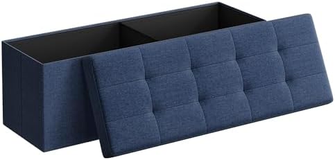 SONGMICS 43.3 Inches Folding Storage Ottoman Bench, Load 660 lb