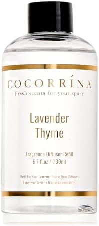 COCORRÍNA Refill- Lavender Thyme 6.7 Fl.oz Reed Diffuser Refill with 8 Sticks