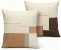 Neutral Geometric Color Block Throw Pillow Covers 18x18 Inch Set of 2