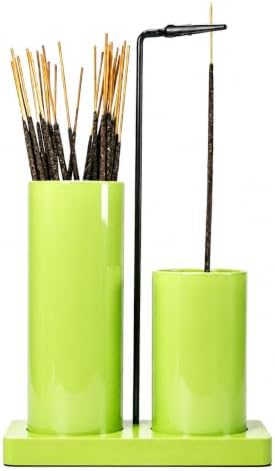 2 in 1 Incense Burner Holder for Sticks,Glass Incense Holder with Storage,Upside Down Incense Holder for Sticks with Glass Ash Catcher for Meditation Yoga Spa Room Home Decor[Completely Light Green]