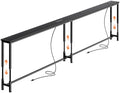 Huuger 94.5 Inch Sofa Table with Power Outlets, 23.9’’-34.4’’ Height Adjustable Range, Behind Couch Table with USB-C Ports, Sofa Tables Narrow Long, Skinny Console Table, Small Spaces, Black