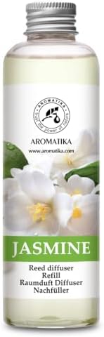 AROMATIKA Jasmine Essential Oil 200ml - Natural Reed Diffuser Refill for Long-Lasting Fragrance - Jasminum Officinale Oil - Air Freshener for Home, Office, Spa, Salon, Restaurant, Cafe, Bar