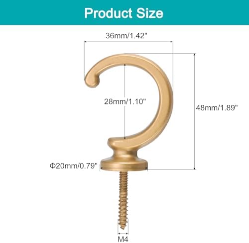 uxcell 4Pcs Curtain Holdback, Aluminum Alloy Wall Mounted Curtain Holders Drapery Tieback Hooks for Living Room Bedroom Office (Gold)