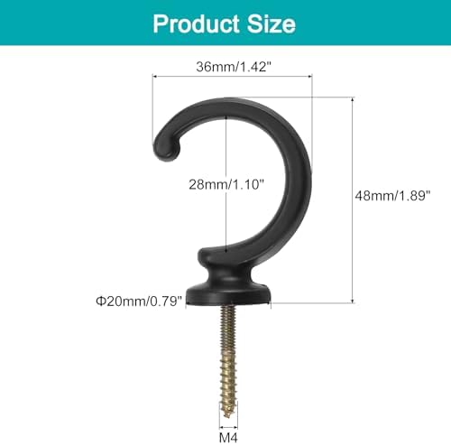 uxcell 2Pcs Curtain Holdback, Aluminum Alloy Wall Mounted Curtain Holders Drapery Tieback Hooks for Living Room Bedroom Office (Black)
