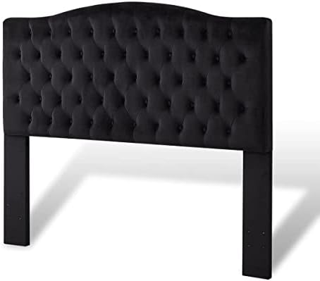 24KF Upholstered Tufted Button Velvet Headboard,Comfortable Fashional Headboard Queen/Full Size,Black