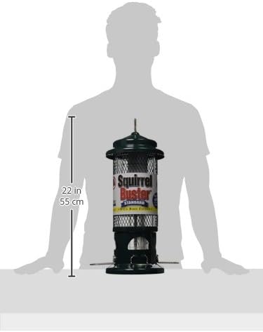 Squirrel Buster Standard Squirrel-Proof Bird Feeder w/4 Metal Perches, 1.3-Pound Seed Capacity, Garden Green, (Pack of 4)