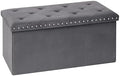 B FSOBEIIALEO Storage Ottoman Bench, 30" Velvet Ottoman With Storage, Grey