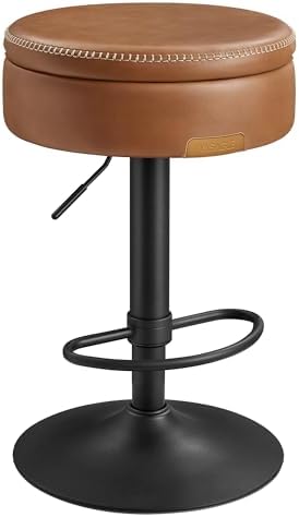 VASAGLE 360° Swivel Bar Stool, Height Adjustable, with Storage