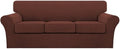Turquoize 4 Piece Sofa Covers for 3 Cushion Couch Sofa Slipcover Soft Couch Cover for Dogs-Washable Sofa Furniture Cover with 3 Individual Cushion Covers (3 Cushion Sofa, Burnt Brick)