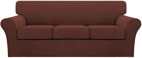 Turquoize 4 Piece Sofa Covers for 3 Cushion Couch Sofa Slipcover Soft Couch Cover for Dogs-Washable Sofa Furniture Cover with 3 Individual Cushion Covers (3 Cushion Sofa, Burnt Brick)