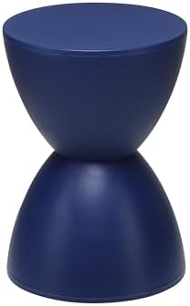 Euro Style Sallie Indoor/Outdoor Stool or End Table | Modern Hourglass Accent Style | UV- Protected Plastic Extra Seating or End Table for Patio, Balcony, Poolside, Entryway, or Living Room | Blue