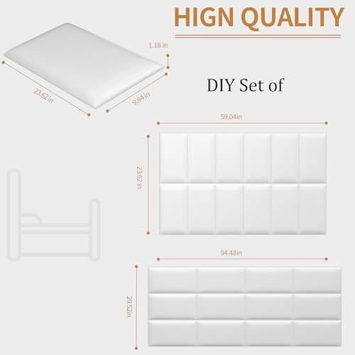 Headboards Wall Panel for Full, Queen and King - Self-Adhesive 3D Upholstered Panel for Bedroom/Living Room (12 Pieces 9.84 in x 23.6 in)