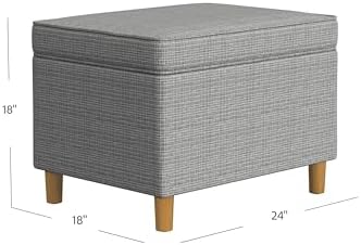 Spatial Order 24" Dinah Collection Storage Ottoman - Sage Mini Grid Pattern