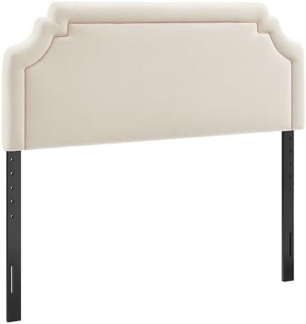 Modway Magnolia King Size Stain-Resistant Performance Velvet Headboard in Alabaster Pink - Padded Cushioned Headboard with Adjustable Mounting Positions