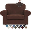 WEERRW Velvet Stretch 2 Pieces Chair Sofa Slipcovers Washable, Chocolate