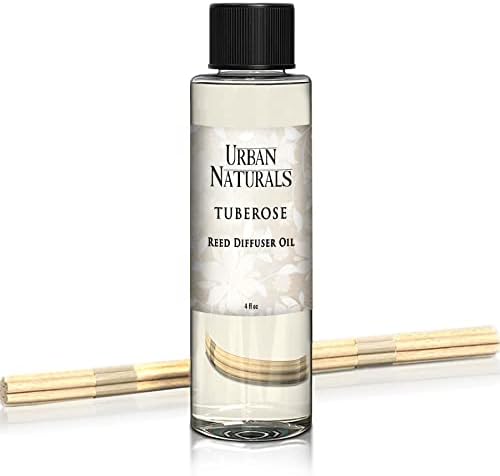 Urban Naturals Tuberose Reed Diffuser Oil Refill + Replacement Reed Sticks ~ A Blend of Exotic Tuberose & Fragrant Orange Blossom 4 oz. | Home Gift Idea. Vegan.