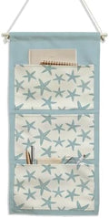 IAXIC Canvas Wall Hanging Organizer with Pockets Fish Extender Hanging Pouch Starfish Print Door Closet Organizers Fabric Storage Pockets Wall Decoration