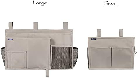 Surblue Bedside Caddy Hanging Bed Organizer Storage Bag Pocket for Bunk and Hospital Beds, College Dorm Rooms Baby Bed Rails,Camp 4 Pockets and 2 Hooks (Gray)