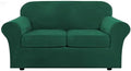 H.VERSAILTEX Real Velvet Plush 3 Piece Stretch Sofa Covers Couch Covers for 2 Cushion Couch Loveseat Covers Width Up to 72 Inch Feature Thick Soft Stay in Place (Medium Sofa, Vintage Green)