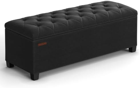 SONGMICS Storage Ottoman Bench, Foot Rest with Legs, Load up to 661.4 lb