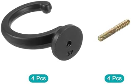 uxcell 4Pcs Curtain Holdback, Aluminum Alloy Wall Mounted Curtain Holders Drapery Tieback Hooks for Living Room Bedroom Office (Black)