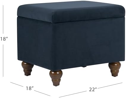 Spatial Order 22" Medium Rectangular Storage Ottoman - Blue Velvet