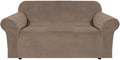 H.VERSAILTEX Stretch Velvet Loveseat Covers for 2 Cushion Couch Covers for Living Room Sofa Covers Slipcovers with Non Slip Straps Bottom, Ultra Thick Comfy Velour (Width 58"-72", Coco Mocha)