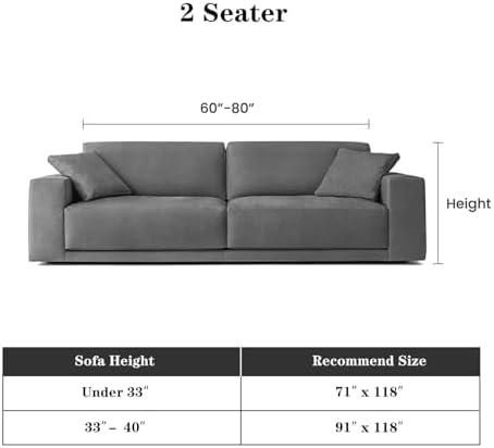 MEETSKY Couch Covers Blanket Sofa Covers for 3 Cushion Couch Protector Covers Universal Fit for Couch 3 Seat Thick Washable Modern Decor for Living Room, 91" x 118", Charcoal Gray