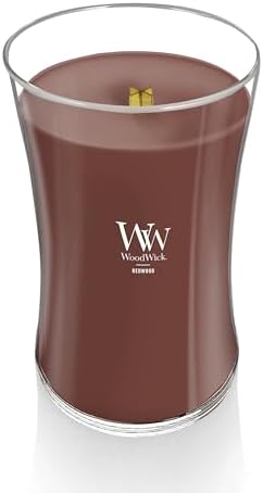 WoodWick Redwood Holiday Candle Gifts for Women and Men, 21.5 oz Large Hourglass Candle with Crackling Wick (Pack of 4)