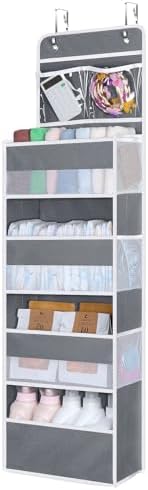 Univivi Over the Door Organizer for Baby Essential, 5-shelf, Grey