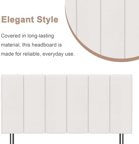 HAOBO Home Upholstered Queen Headboard Only, Modern Faux Leather Panel White