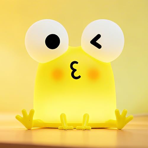 FAMIDUO Frog Night Light for Kids, Funny LED Squishy Animal Silicone Lamp