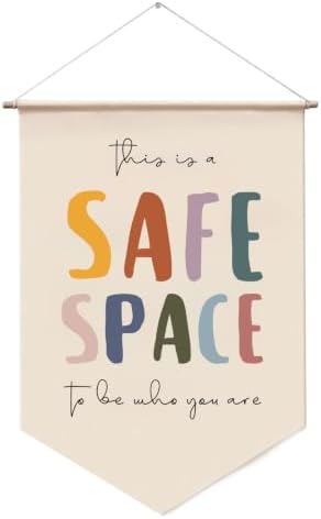 Classroom Decor, Classroom Signs Wall Art, Safe Space Wall Hanging Banner for School Counselor Office, Calm Corner and Mental Health Decor for Classrooms, Therapist and Social Worker Offices