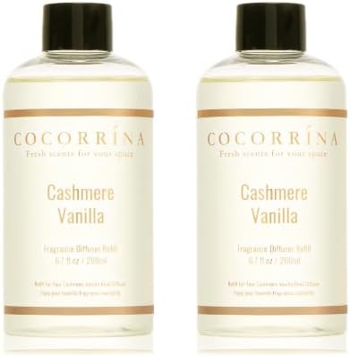 COCORRÍNA Refill - Cashmere Vanilla 6.7 fl oz /2 Pack Reed Diffuser Refill with Sticks