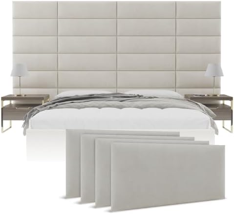 Vänt Wall Mounted Headboard Panels, King/Twin, Micro Suede Neutral Sand