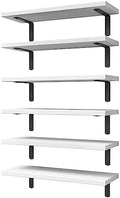 WOPITUES Floating Shelves Set of 6 for Wall Decor & Storage, White
