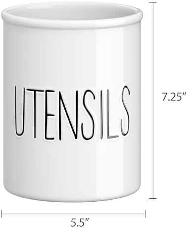 Barnyard Designs Ceramic Farmhouse Kitchen Utensil Holder 7" (White)