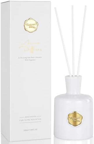 XEPTLE White Musk Reed Diffuser, Apple Pear Jasmine with Musk & Ambergris, Home Fragrance Diffuser with 5 Reeds, Air Freshener for Bedroom Living Room Bathroom Décor, 7.04oz, White