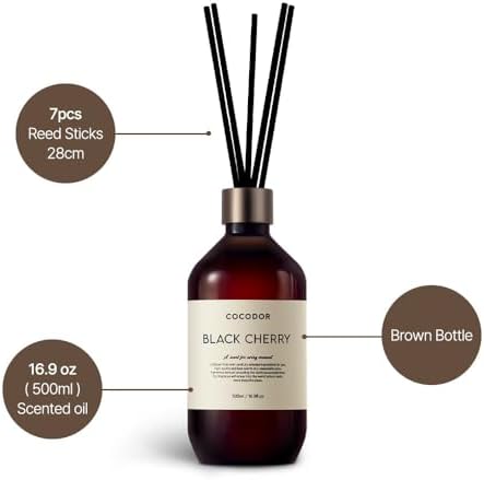 COCODOR Premium Reed Diffuser/Cypress /16.9oz /2 Pack/Large Capacity Fragrance Scent Oil Stick Diffuser Set for Bedroom Bathroom Home Décor