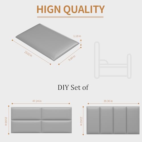 Headboards Wall Panel for Twin, Self-Adhesive 3D Wall Panels, Upholstered Wall Panel for Bedroom/Living Room (4 Pieces 9.84 in x 23.6 in)
